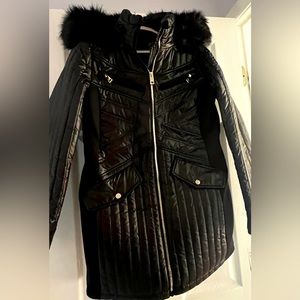 Michael Kors mixed media quilted coat